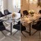 Oslo Essgruppe Tisch 100x220cm schwarz und 6 Moon St�hle Velours schwarz.