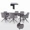 Oslo Essgruppe Tisch 100x220cm schwarz und 6 Moon St�hle Velours grau.