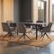 Oslo Essgruppe Tisch 100x220cm schwarz und 6 Moon St�hle Velours grau.