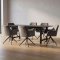 Oslo Essgruppe Tisch 100x220cm schwarz und 6 Moon St�hle Velours grau.