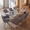 Oslo Essgruppe Tisch 100x220cm schwarz und 6 Moon St�hle Velours grau.