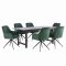 Oslo Essgruppe Tisch 100x220cm schwarz und 6 Moon St�hle Velours gr�n.