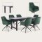 Oslo Essgruppe Tisch 100x220cm schwarz und 6 Moon St�hle Velours gr�n.