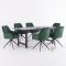 Oslo Essgruppe Tisch 100x220cm schwarz und 6 Moon St�hle Velours gr�n.