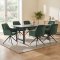 Oslo Essgruppe Tisch 100x220cm schwarz und 6 Moon St�hle Velours gr�n.