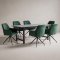 Oslo Essgruppe Tisch 100x220cm schwarz und 6 Moon St�hle Velours gr�n.