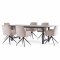 Oslo Essgruppe Tisch 100x220cm schwarz und 6 Moon St�hle Velours beige.