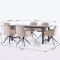 Oslo Essgruppe Tisch 100x220cm schwarz und 6 Moon St�hle Velours beige.