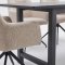 Oslo Essgruppe Tisch 100x220cm schwarz und 6 Moon St�hle boucle beige.