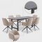 Oslo Essgruppe Tisch 100x220cm schwarz und 6 Moon St�hle boucle beige.