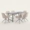 Oslo Essgruppe Tisch 100x220cm schwarz und 6 Moon St�hle boucle beige.