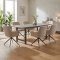 Oslo Essgruppe Tisch 100x220cm schwarz und 6 Moon St�hle boucle beige.