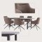Oslo Essgruppe Tisch 100x220cm schwarz und 6 Moon St�hle boucle braun.