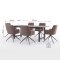 Oslo Essgruppe Tisch 100x220cm schwarz und 6 Moon St�hle boucle braun.