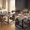 Oslo Essgruppe Tisch 100x220cm schwarz und 6 Moon St�hle boucle braun.