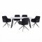 Malaga Essgruppe Tisch 90x200cm Marmor wei� und 6 Moon St�hle Velours schwarz.