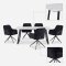 Malaga Essgruppe Tisch 90x200cm Marmor wei� und 6 Moon St�hle Velours schwarz.