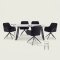 Malaga Essgruppe Tisch 90x200cm Marmor wei� und 6 Moon St�hle Velours schwarz.