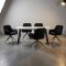 Malaga Essgruppe Tisch 90x200cm Marmor wei� und 6 Moon St�hle Velours schwarz.