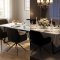 Malaga Essgruppe Tisch 90x200cm Marmor wei� und 6 Moon St�hle Velours schwarz.