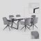 Malaga Essgruppe Tisch 90x200cm Marmor wei� und 6 Moon St�hle Velours grau.