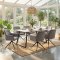 Malaga Essgruppe Tisch 90x200cm Marmor wei� und 6 Moon St�hle Velours grau.
