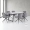 Malaga Essgruppe Tisch 90x200cm Marmor wei� und 6 Moon St�hle Velours grau.
