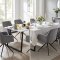 Malaga Essgruppe Tisch 90x200cm Marmor wei� und 6 Moon St�hle Velours grau.