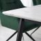 Malaga Essgruppe Tisch 90x200cm Marmor wei� und 6 Moon St�hle Velours gr�n.