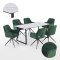 Malaga Essgruppe Tisch 90x200cm Marmor wei� und 6 Moon St�hle Velours gr�n.