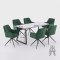 Malaga Essgruppe Tisch 90x200cm Marmor wei� und 6 Moon St�hle Velours gr�n.