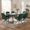 Malaga Essgruppe Tisch 90x200cm Marmor wei� und 6 Moon St�hle Velours gr�n.