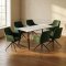 Malaga Essgruppe Tisch 90x200cm Marmor wei� und 6 Moon St�hle Velours gr�n.