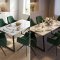 Malaga Essgruppe Tisch 90x200cm Marmor wei� und 6 Moon St�hle Velours gr�n.