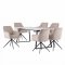 Malaga Essgruppe Tisch 90x200cm Marmor wei� und 6 Moon St�hle Velours beige.