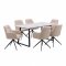 Malaga Essgruppe Tisch 90x200cm Marmor wei� und 6 Moon St�hle boucle beige.