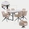 Malaga Essgruppe Tisch 90x200cm Marmor wei� und 6 Moon St�hle boucle beige.
