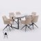 Malaga Essgruppe Tisch 90x200cm Marmor wei� und 6 Moon St�hle boucle beige.