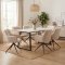 Malaga Essgruppe Tisch 90x200cm Marmor wei� und 6 Moon St�hle boucle beige.
