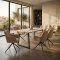 Malaga Essgruppe Tisch 90x200cm Marmor wei� und 6 Moon St�hle boucle beige.