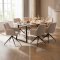 Malaga Essgruppe Tisch 90x200cm Marmor wei� und 6 Moon St�hle boucle beige.