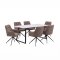 Malaga Essgruppe Tisch 90x200cm Marmor wei� und 6 Moon St�hle boucle braun.