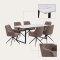 Malaga Essgruppe Tisch 90x200cm Marmor wei� und 6 Moon St�hle boucle braun.