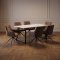 Malaga Essgruppe Tisch 90x200cm Marmor wei� und 6 Moon St�hle boucle braun.