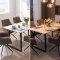 Malaga Essgruppe Tisch 90x200cm Marmor wei� und 6 Moon St�hle boucle braun.
