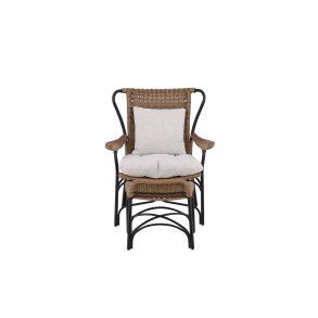 Loreto Sessel mit Gartenkissen mit Hocker schwarz.