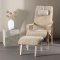 F�r� fauteuil met voetenbankje bruin.