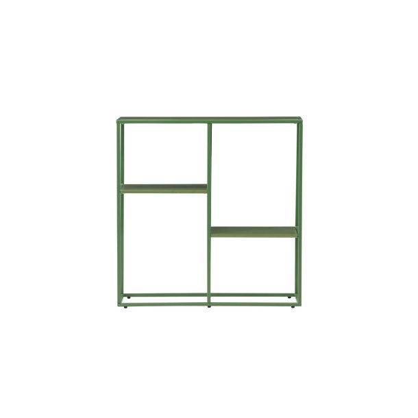Staal bokhylla 5 hyllor gr�n.
