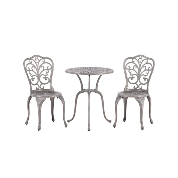 Nandin garden set table, 2 chairs&nbsp;silver colored.