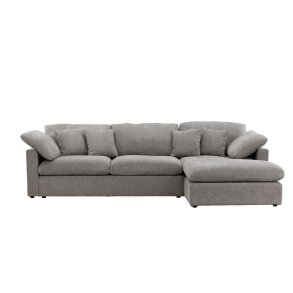 Amalfi chaise longue bank 6 sierkussens links grijs.